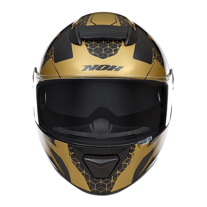 Integralna motoristična čelada NOX N301 Steel black-gold