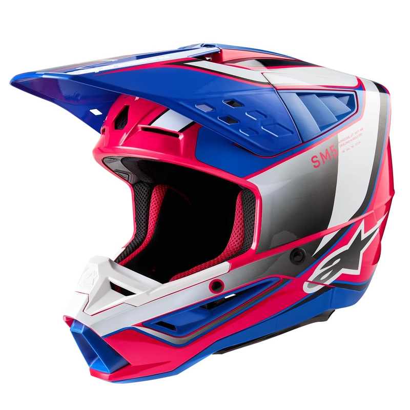 Alpinestars S-M5 Sail motokros čelada bela-roza-modra