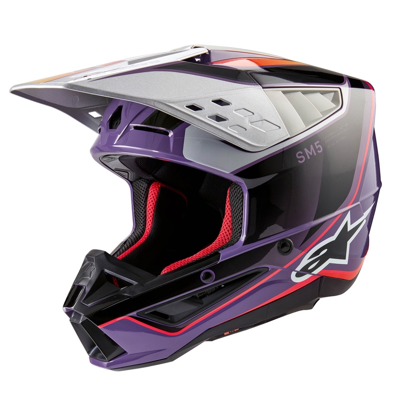 Alpinestars S-M5 Sail motokros čelada vijolično-črno-srebrna