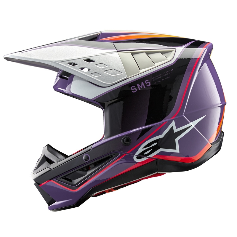 Alpinestars S-M5 Sail motokros čelada vijolično-črno-srebrna