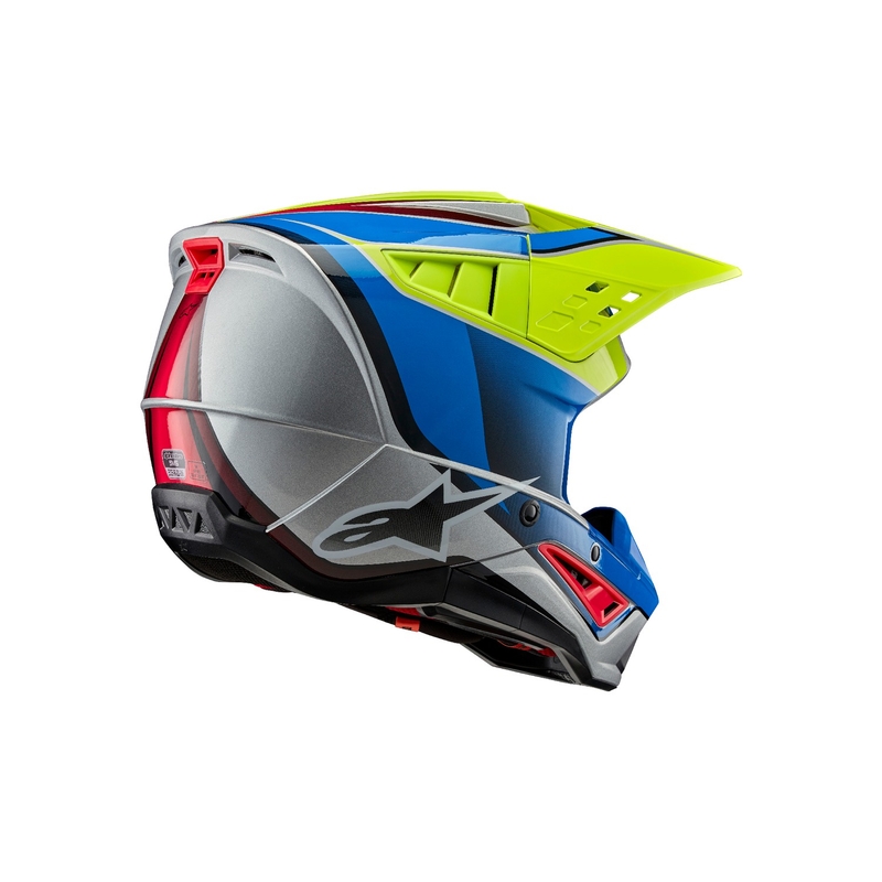 Motokros čelada Alpinestars S-M5 Sail fluo rumeno-modra-srebrna