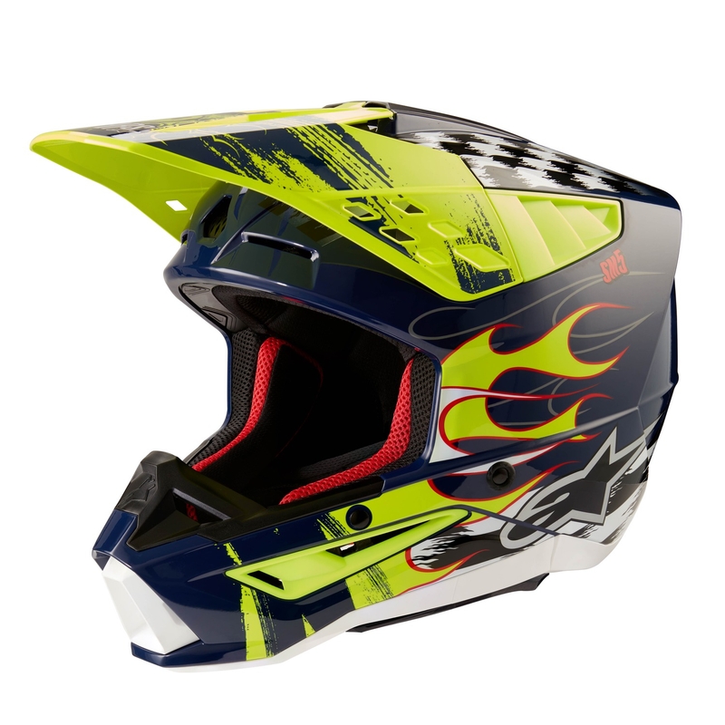Motokros čelada Alpinestars S-M5 Rash modro-fluo rumena