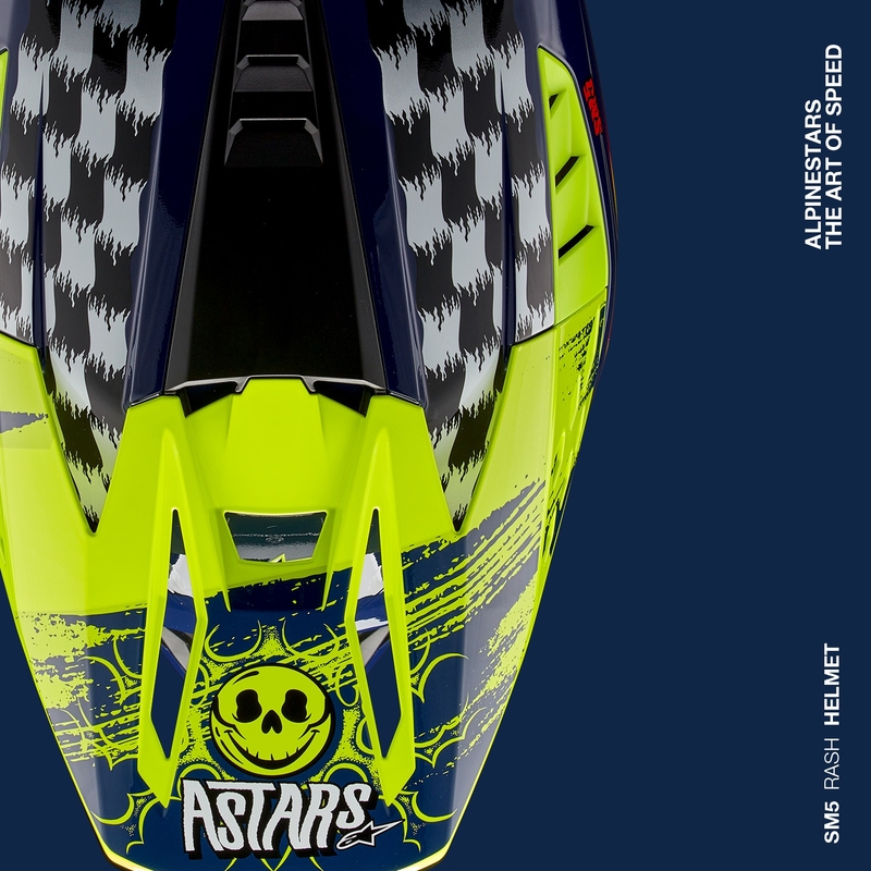 Motokros čelada Alpinestars S-M5 Rash modro-fluo rumena