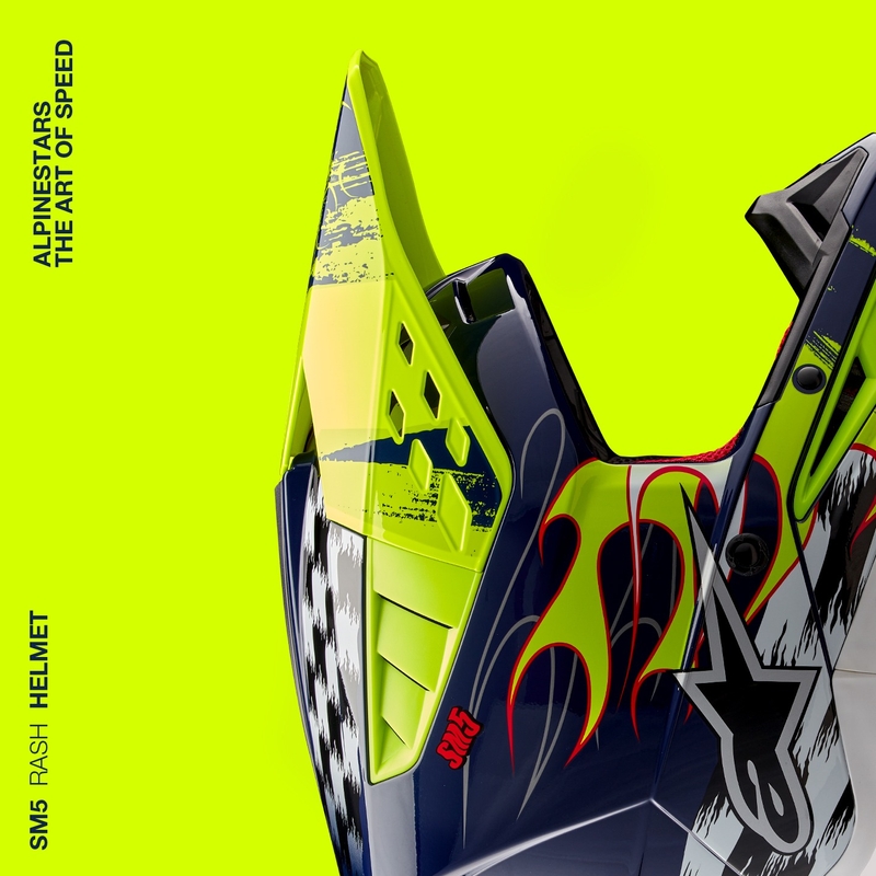 Motokros čelada Alpinestars S-M5 Rash modro-fluo rumena