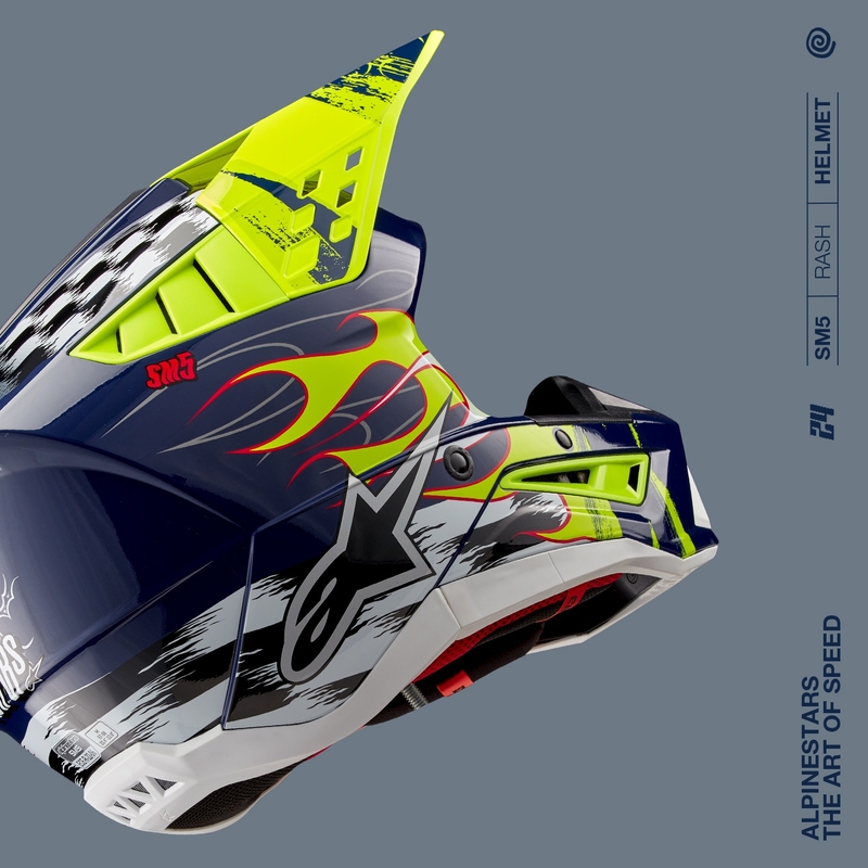 Motokros čelada Alpinestars S-M5 Rash modro-fluo rumena
