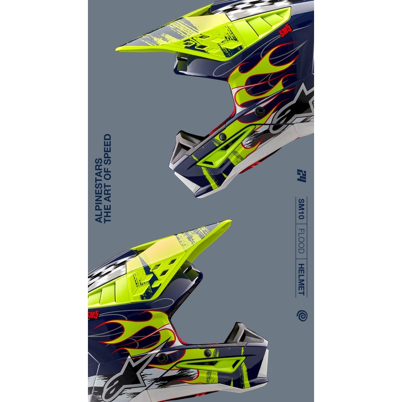 Motokros čelada Alpinestars S-M5 Rash modro-fluo rumena