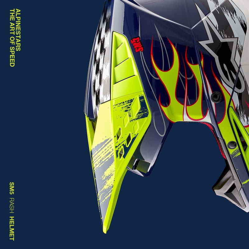 Motokros čelada Alpinestars S-M5 Rash modro-fluo rumena