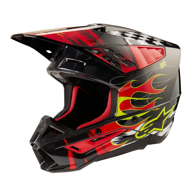 Motokros čelada Alpinestars S-M5 Rash sivo-fluo rdeča