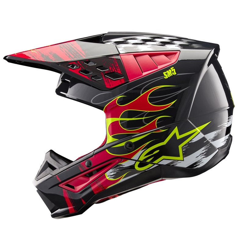 Motokros čelada Alpinestars S-M5 Rash sivo-fluo rdeča