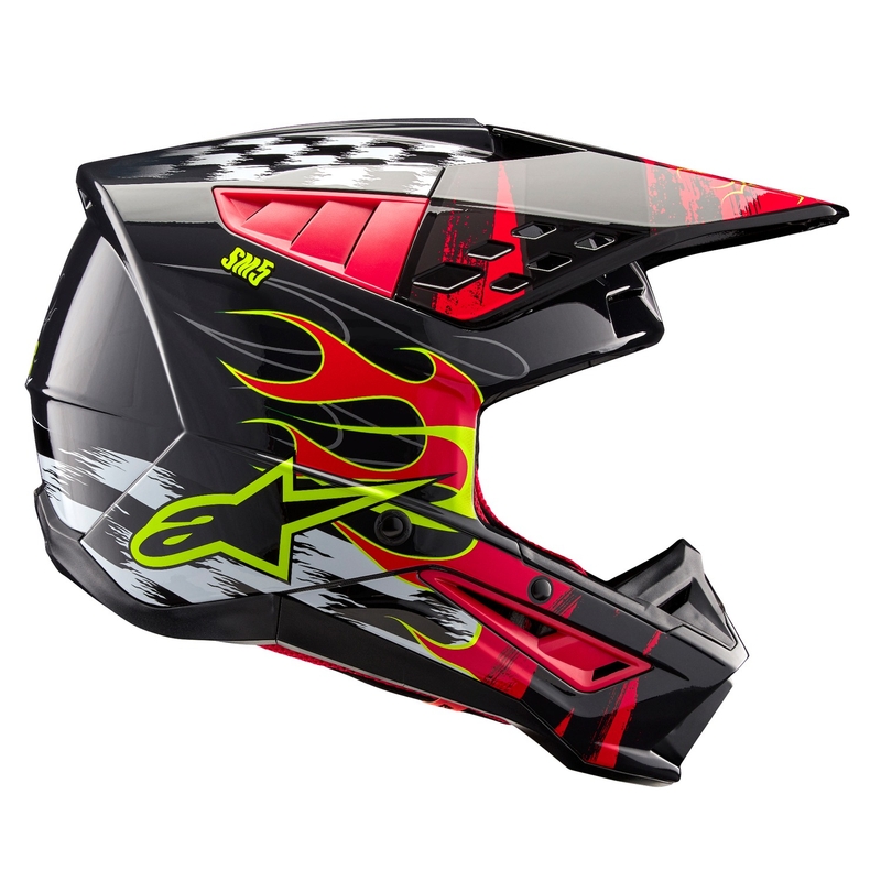 Motokros čelada Alpinestars S-M5 Rash sivo-fluo rdeča