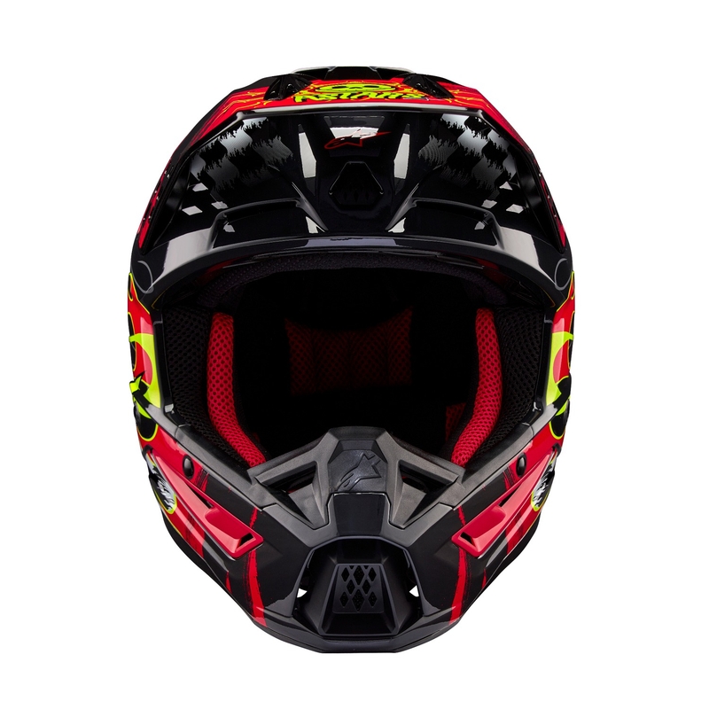 Motokros čelada Alpinestars S-M5 Rash sivo-fluo rdeča