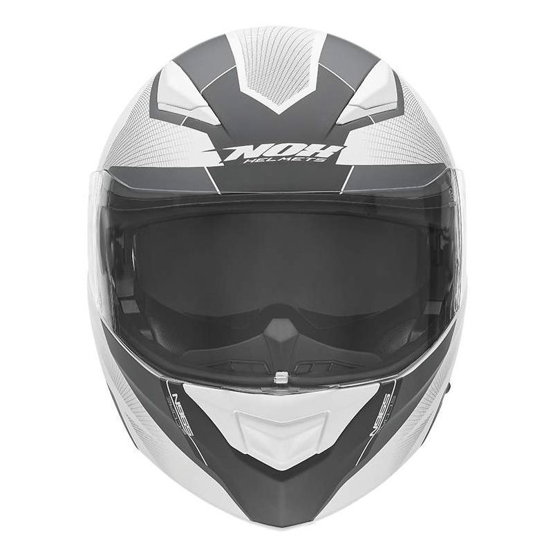 NOX N965 Score bela-siva-črna motoristična čelada s prevračanjem razprodaja