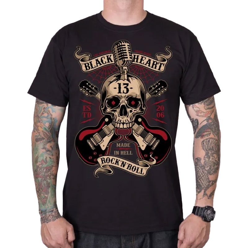 Black Heart Rock N Roll črna majica s kratkimi rokavi