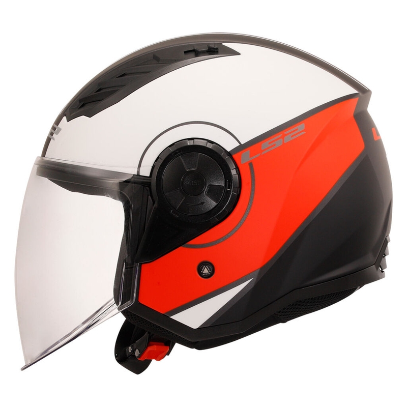 Odprta motoristična čelada LS2 OF616 Airflow II Cover mat belo-rdeča