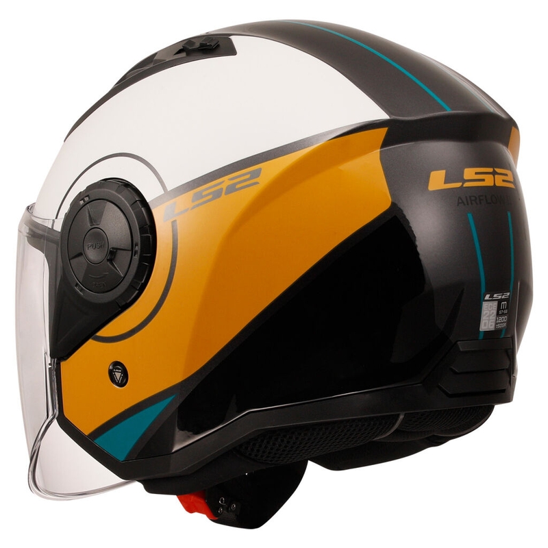 Odprta motoristična čelada LS2 OF616 Airflow II Cover sijajna belo-rjava