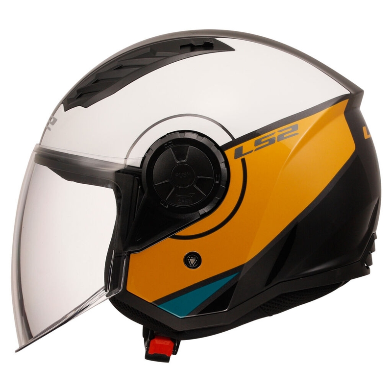 Odprta motoristična čelada LS2 OF616 Airflow II Cover sijajna belo-rjava