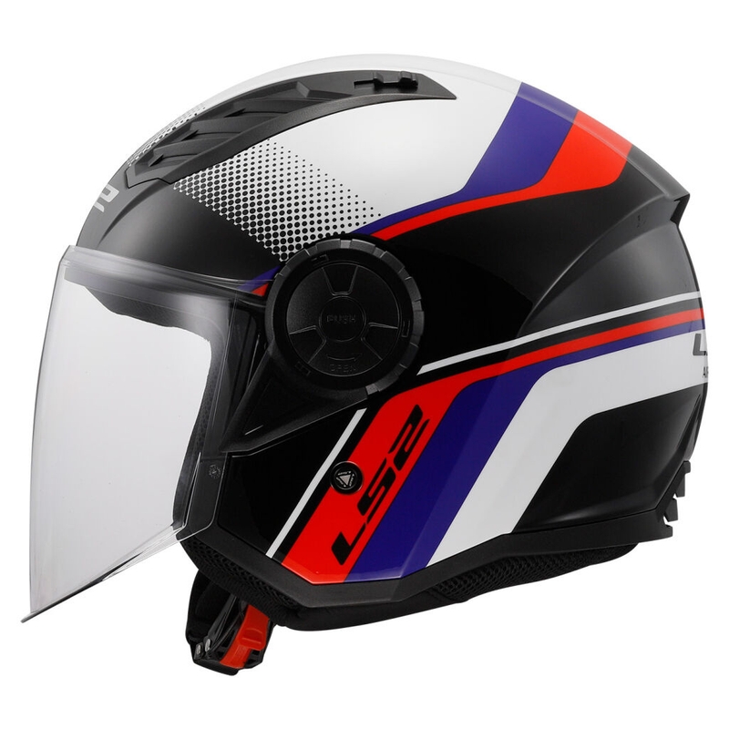 Odprta motoristična čelada LS2 OF616 Airflow II Rush bela-modra-rdeča