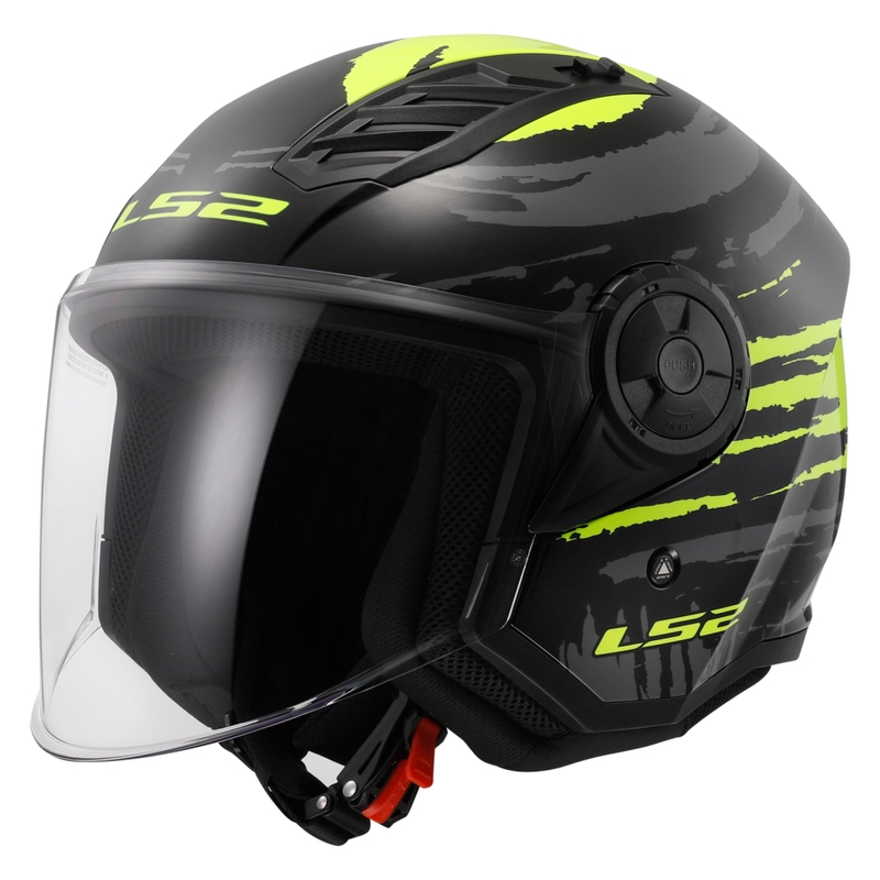 Odprta motoristična čelada LS2 OF616 Airflow II Brush črno-fluo rumena