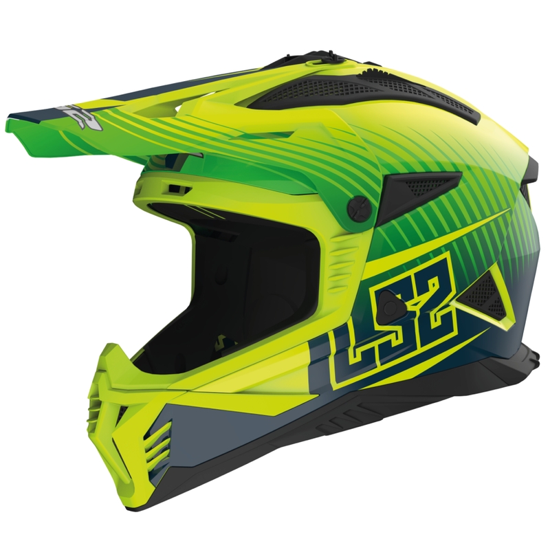 Motokros čelada LS2 MX708 Fast II Duck zeleno-rumena