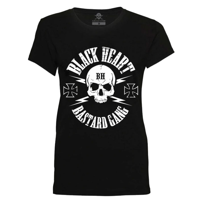 Ženska majica s kratkimi rokavi Black Heart Bastard Skull črna