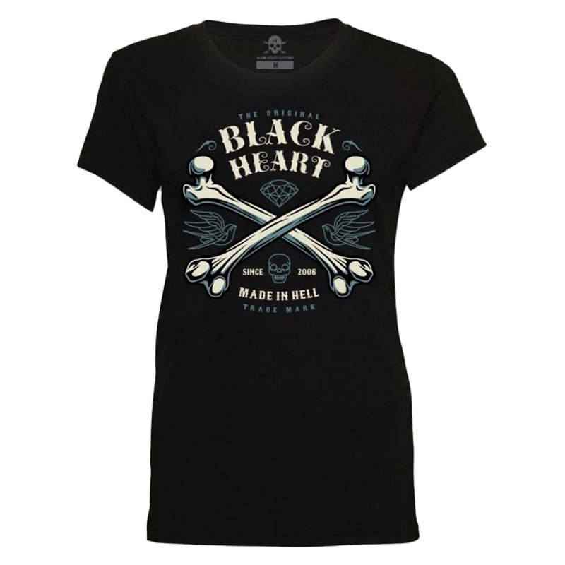 Ženska majica s kratkimi rokavi Black Heart Bones črna