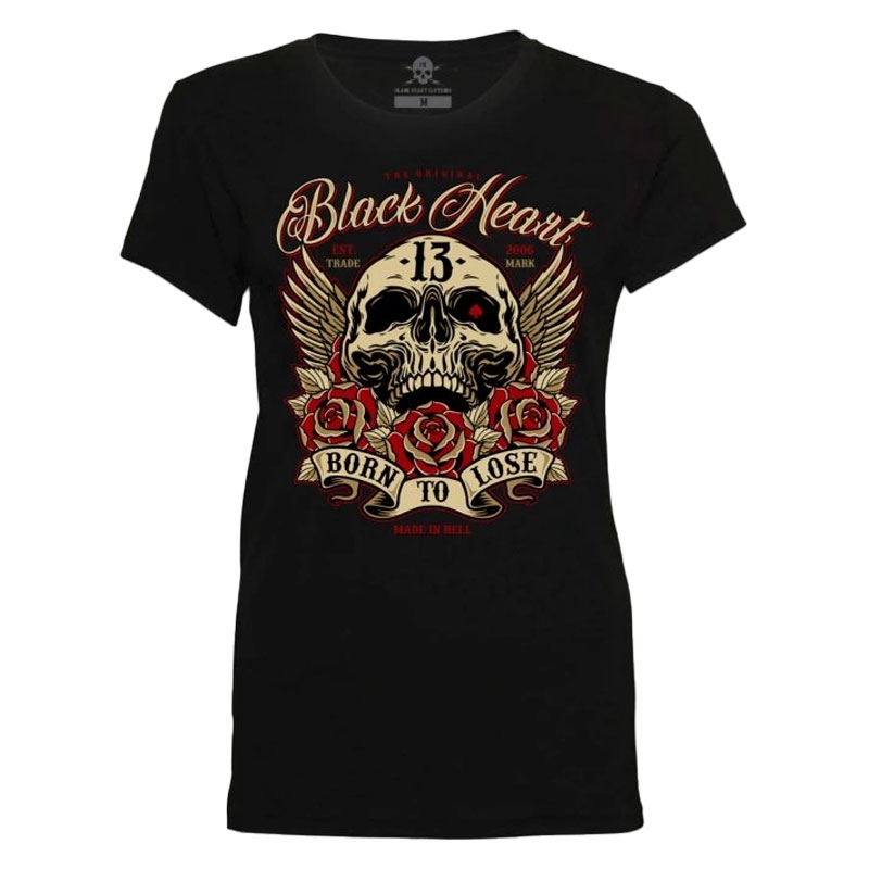 Ženska majica s kratkimi rokavi Black Heart Born To Lose črna