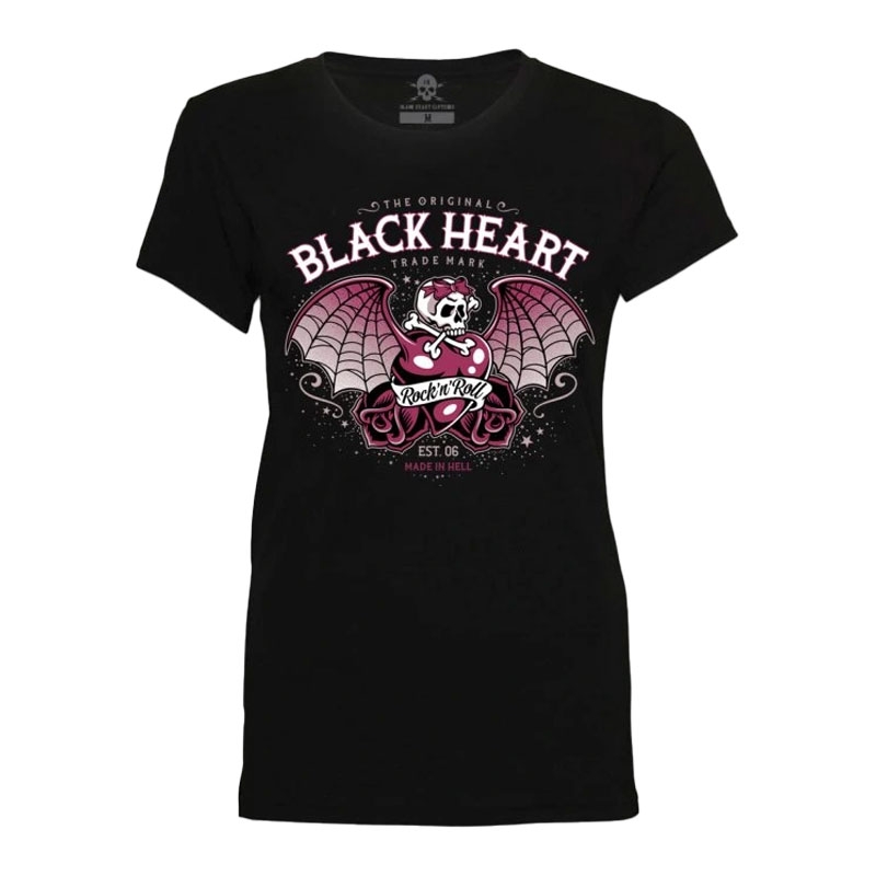 Ženska majica Black Heart Wings Heart črna