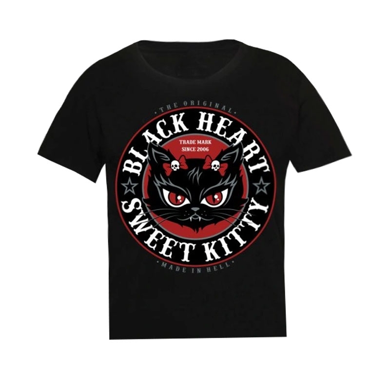 Otroška majica Black Heart Heart Kitty črna