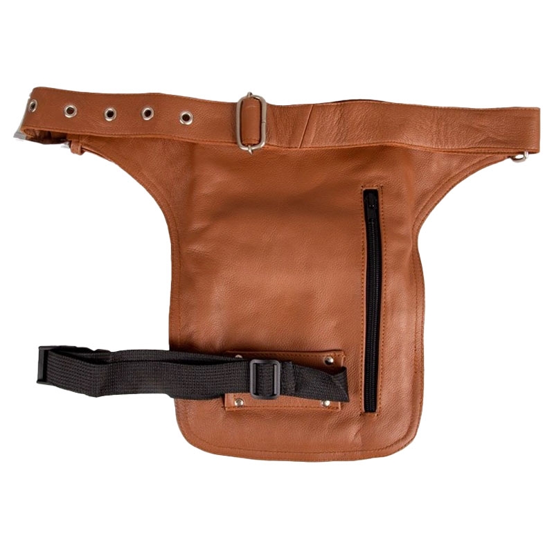 BLACK HEART W-TEC Devil Skull rjav usnjen žep na stegnu