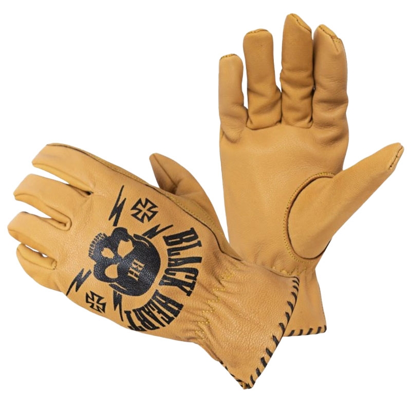 Chopper rokavice Black Heart Skull Gloves rjave