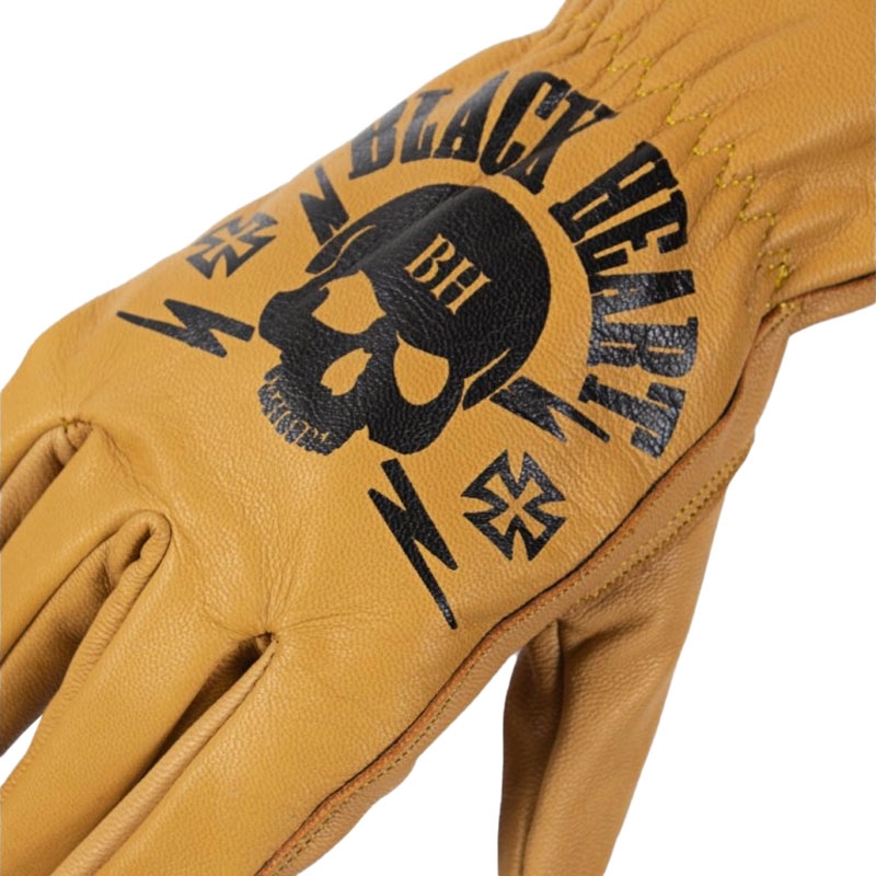 Chopper rokavice Black Heart Skull Gloves rjave
