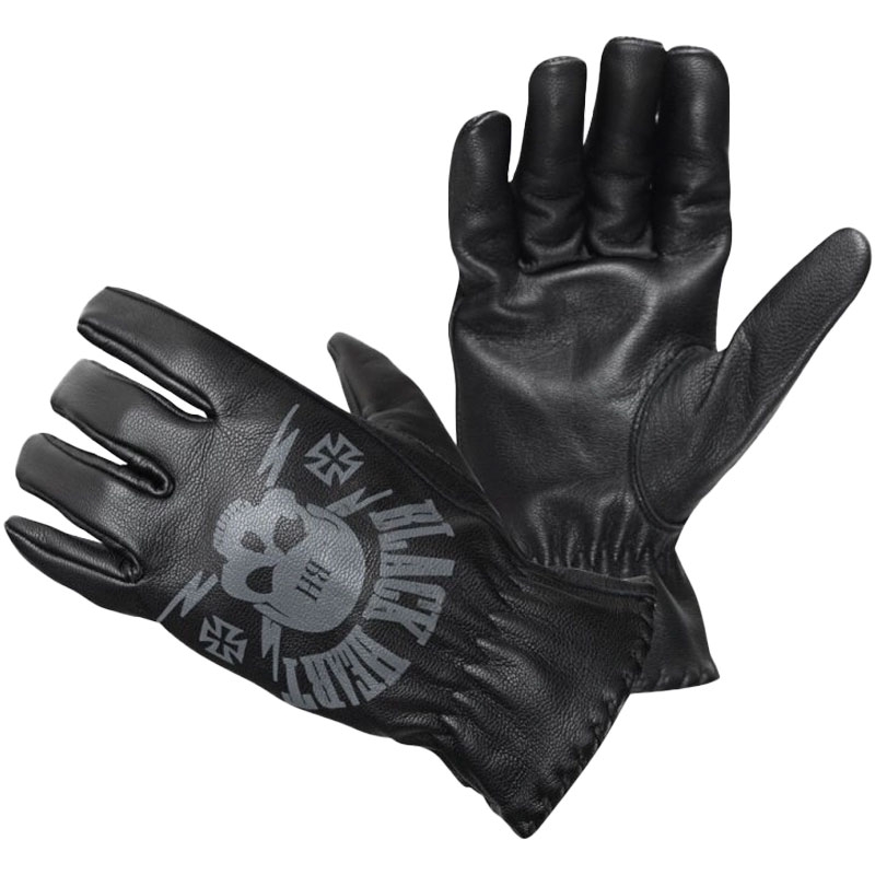 Chopper rokavice Black Heart Skull Gloves črne