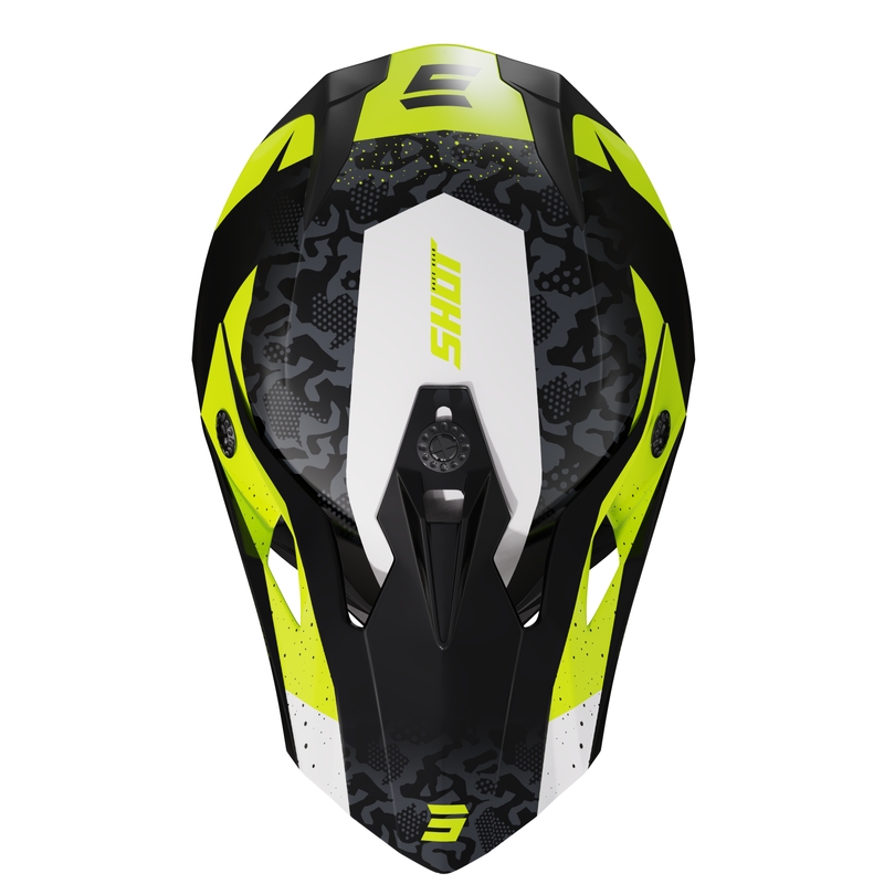 Otroška motokros čelada Shot Pulse Airfit sijajna črno-bela-fluo rumena razprodaja