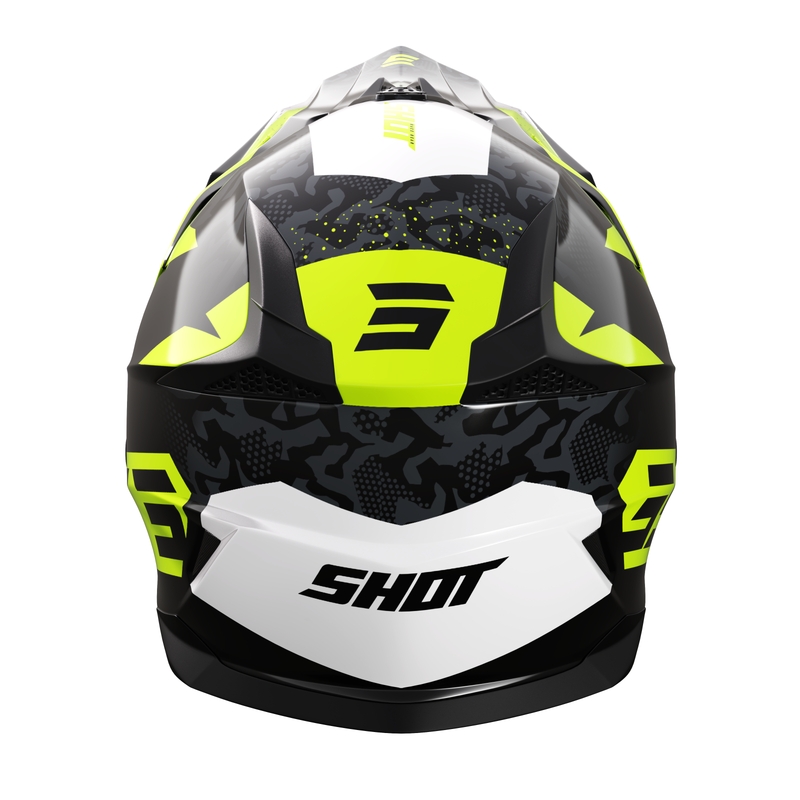 Otroška motokros čelada Shot Pulse Airfit sijajna črno-bela-fluo rumena razprodaja