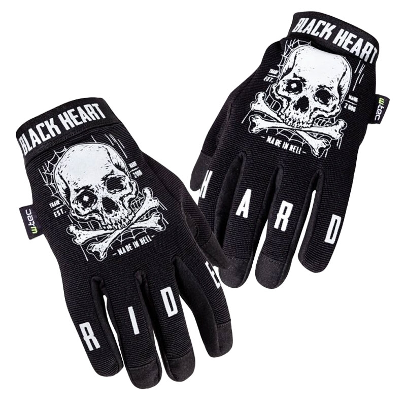 Black Heart W-TEC Web Skull chopper rokavice črne