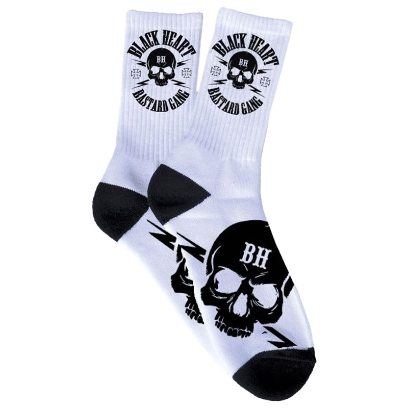 Bele nogavice Black Heart Bastard Skull