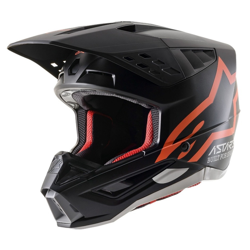 Alpinestars S-M5 Compass motokros čelada črno-fluo oranžna