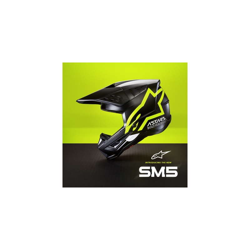 Alpinestars S-M5 Compass motokros čelada črno-fluo rumena