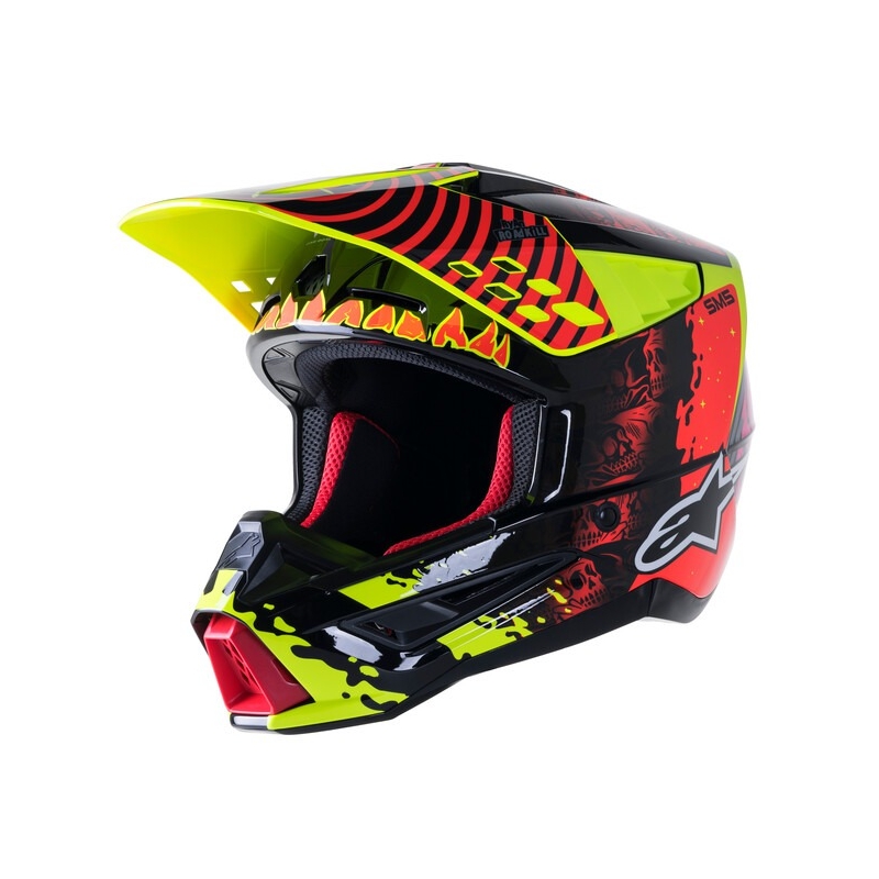 Motokros čelada Alpinestars S-M5 Solar Flare fluo yellow-fluo red-black