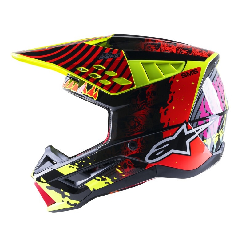Motokros čelada Alpinestars S-M5 Solar Flare fluo yellow-fluo red-black
