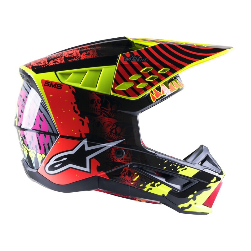 Motokros čelada Alpinestars S-M5 Solar Flare fluo yellow-fluo red-black