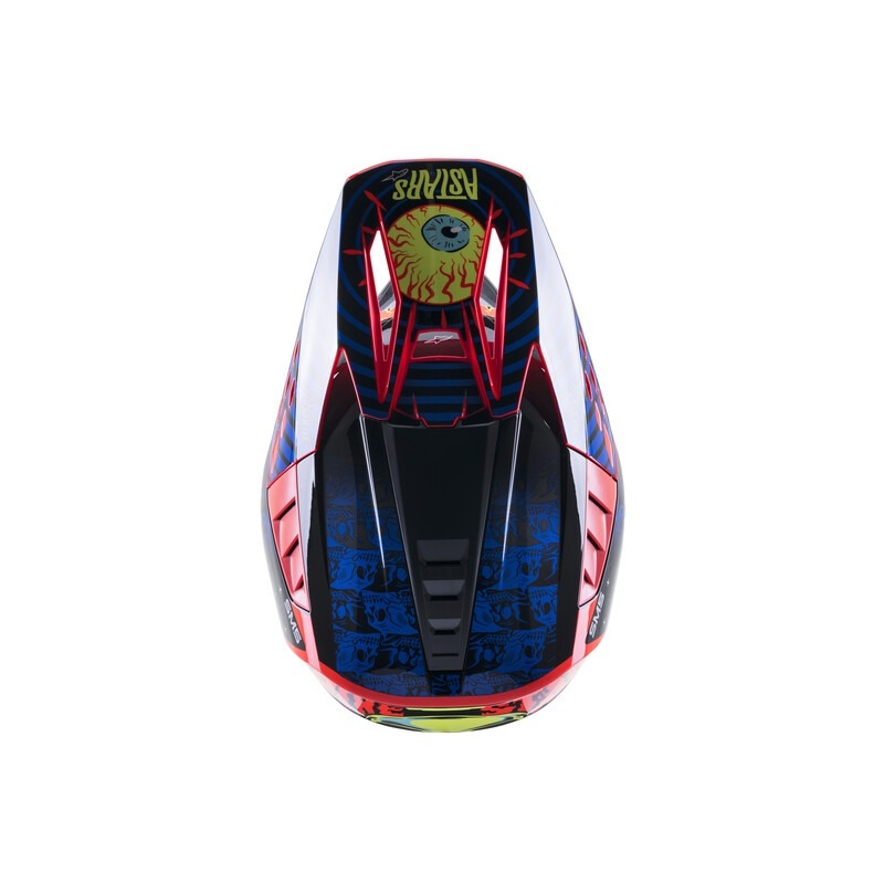 Alpinestars S-M5 Solar Flare motokros čelada črna-modra-fluo rdeča-fluo rumena razprodaja