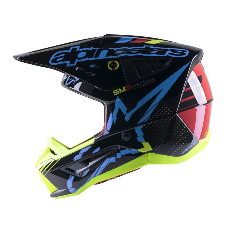 Motokros čelada Alpinestars S-M5 Action fluo rumeno-črna-modra-temno rdeča