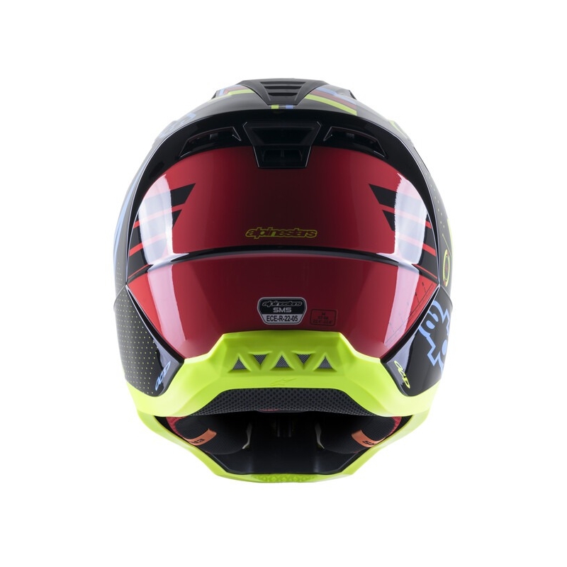 Motokros čelada Alpinestars S-M5 Action fluo rumeno-črna-modra-temno rdeča