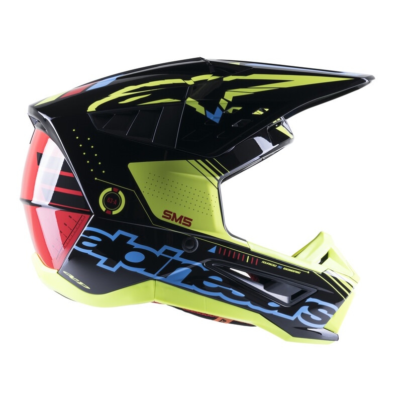 Motokros čelada Alpinestars S-M5 Action fluo rumeno-črna-modra-temno rdeča