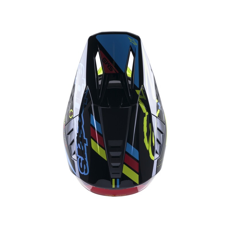 Motokros čelada Alpinestars S-M5 Action fluo rumeno-črna-modra-temno rdeča