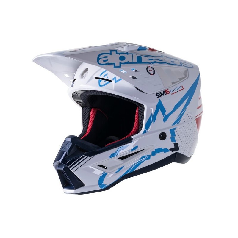 Alpinestars S-M5 Action motokros čelada bela-modra-črna-temno rdeča