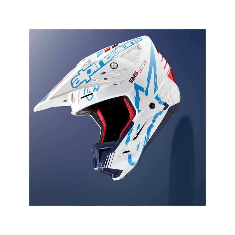 Alpinestars S-M5 Action motokros čelada bela-modra-črna-temno rdeča