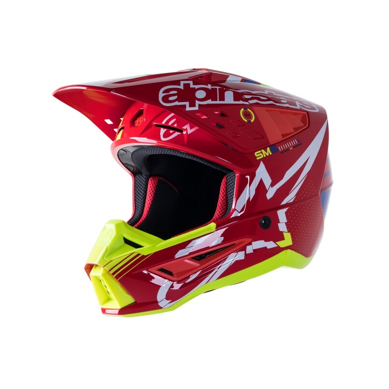 Alpinestars S-M5 Action motokros čelada rdeče-fluo rumeno-belo modra