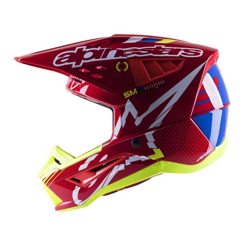 Alpinestars S-M5 Action motokros čelada rdeče-fluo rumeno-belo modra